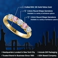 thumbnail image 2 of Gem Stone King 10K Yellow Gold White Moissanite and Pink Lab Grown Diamond Wedding-Bands Ring for Women | 0.84 Cttw | Round 3.5MM | Gemstone Birthstone | Size 9, 2 of 7