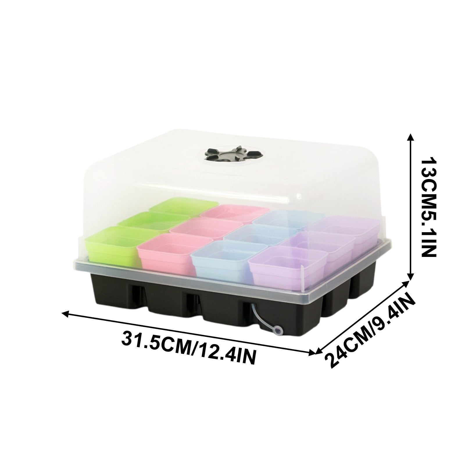 Seed Starter Tray with Lid, 12 Cells Seedling Tray Kit Reusable for Starting Vegetable, Flower & Herb Seeds Indoor Grow Kit for Deep-Rooted Seedlings