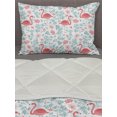 thumbnail image 3 of Flamingo Comforter & Sham Bedding Set, Rich Botanical Composition with Abstract Ornate Nature Flourish Fantasy, 3 pcs Duvet Set Microfiber Filling Quilt, 5 Sizes, Seafoam Coral White, by Ambesonne, 3 of 4