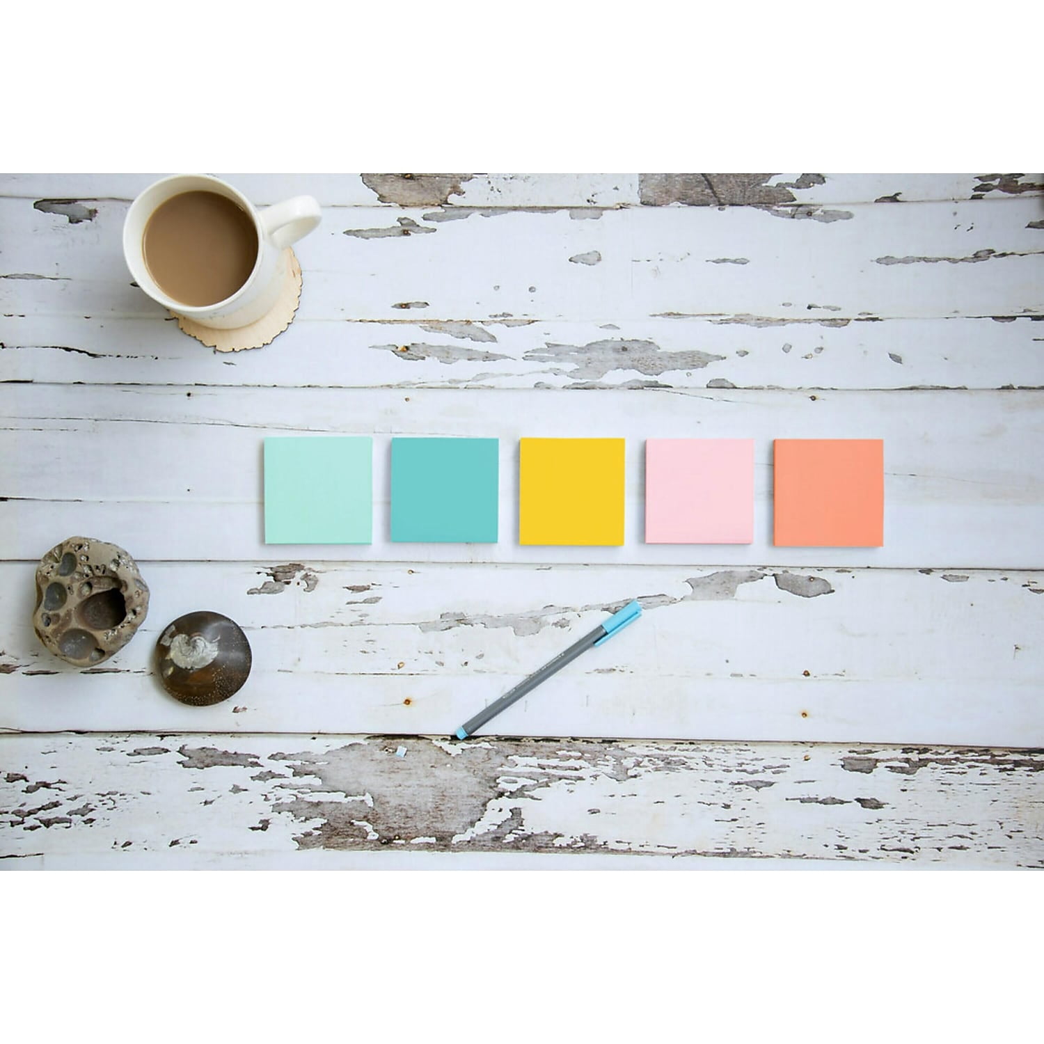 Post-it Notes 3" x 3" Beachside Café Collection 100 Sheet/Pad 12 Pads/Pack 216/Carton (654ASTVS)