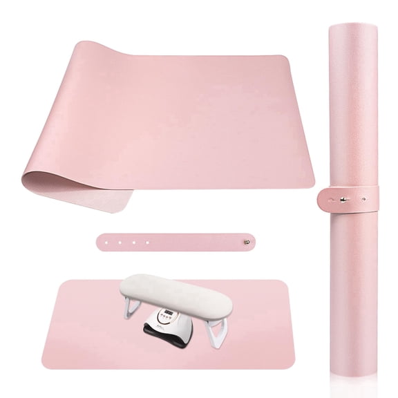 Sanie Nail Art Desk Mat (For MAT Use Only) – Soft Microfiber PU Leather Nail Rest Pad, Foldable Nail Art Rest Pillow, Nail Art Mat, Desk Mat – Pink
