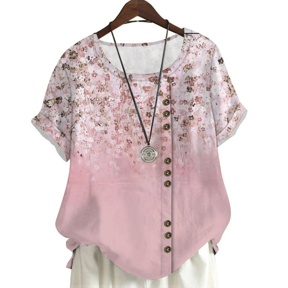 CLOOCL Plus Size Women Blouse Floral Printed Short Sleeve Shirt Summer T-Shirts