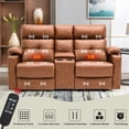 thumbnail image 2 of LVUYOYO Living Room Center Console Power Reclining Loveseat with Massage Function and Storage, Brown, 2 of 8