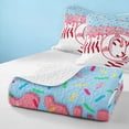 thumbnail image 4 of Manfei Cartoon Baseball Twin Quilt Set, Kawaii Ice Cream Drip O Twin Coverlet Set, Pink Light Blue O, Polka Dots Reversible 2pcs, 1 Bedspread and 1 Pillowcase, 4 of 7