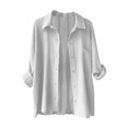 thumbnail image 4 of tklpehg Womens Jackets and Coats Lightweight Button Shirts Jacket Fall Coat Leisure Overcoat Loose Solid Color Long Sleeve Outwear White M, 4 of 4