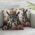 thumbnail image 3 of Orinice Owl Crown Roses Graphic Decorative Cushion Throw Pillow Cover Short Plush Zipper Closure for Home Living Room Sofa 1PC 12x12in, 3 of 5
