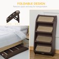 thumbnail image 3 of CoSoTower 4-Level Portable Pet Stairs, Foldable Dog Ramp, Lightweight Cat Steps, with Nonslip Soft Mats, for High Bed, Sofa, Up to 44 lbs, Dark Brown, 3 of 7