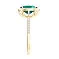 thumbnail image 3 of Rosec Jewels Classic Created Emerald Ring with Diamond Halo for Women (AAAA Quality), 18K Yellow Gold, US 11.00, 3 of 8
