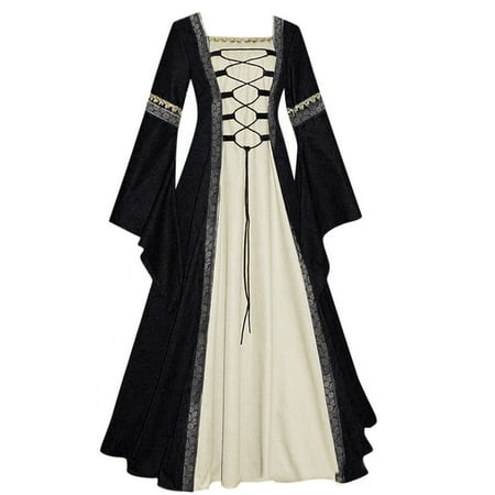 

Renaissance Dress for Women Plus Size Medieval Dress Lace Up Corset Viking Dress Long Sleeve Irish Over Long Dress