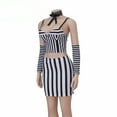 thumbnail image 2 of Black and White Stripes Dress Suit Outfit with Top and Skirt for Women, 2 of 9