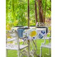 thumbnail image 3 of Fsddascl Pink Yellow Flowers Outdoor Tablecloth - 54 Inch Round Dining Table Cover, Pastoral Botanical Floral Stems Waterproof Outdoor Table Cloth with Umbrella Hole & Zipper for Picnic/Patio/Party, 3 of 7