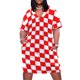 thumbnail image 1 of Vestido de manga larga holgado para mujer traje de damas rojo y blanco con bolsillos ropa de verano, 1 of 7