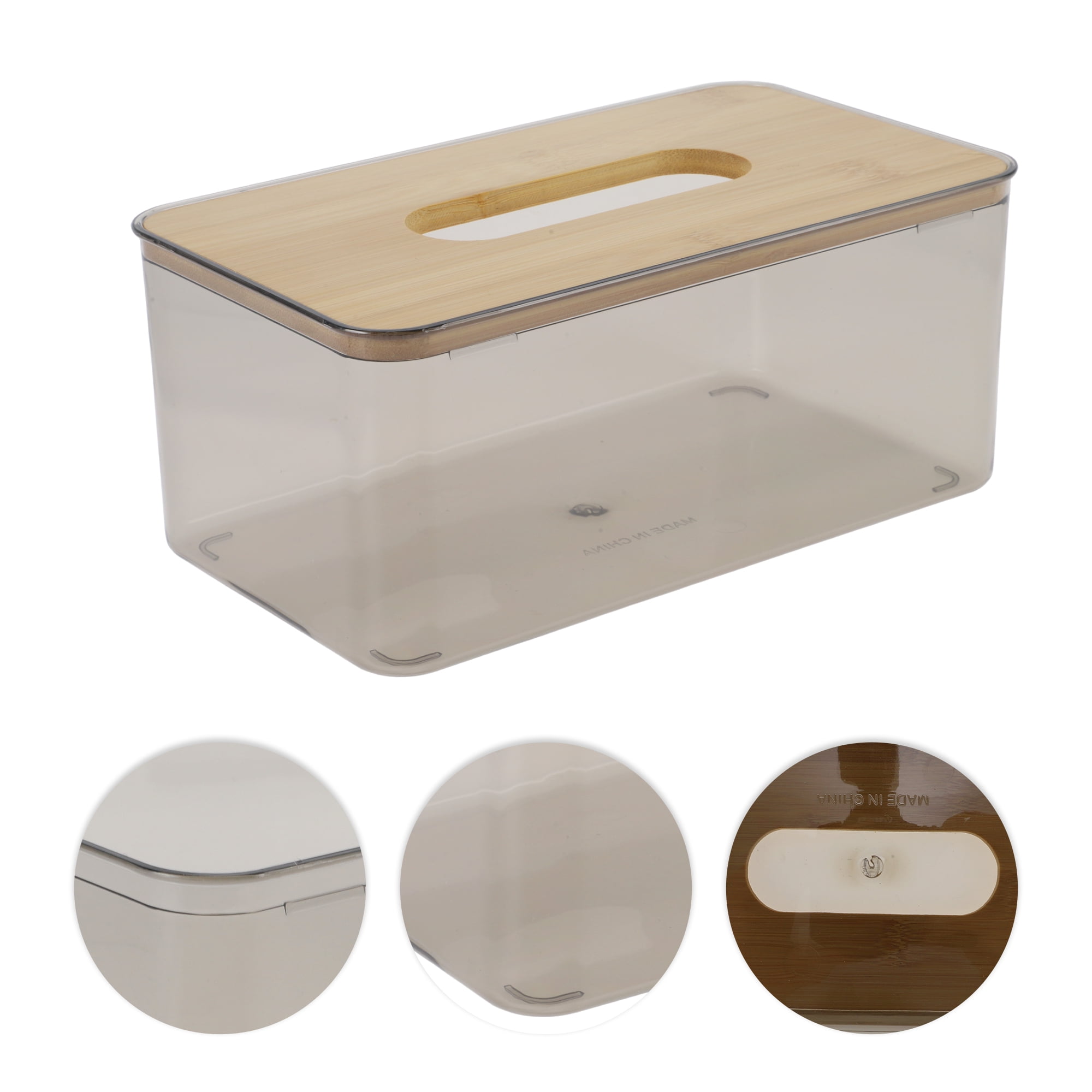 Unique Bargains 1 Pc Waterproof Extra Large Suqare Tissue Box Clear Black