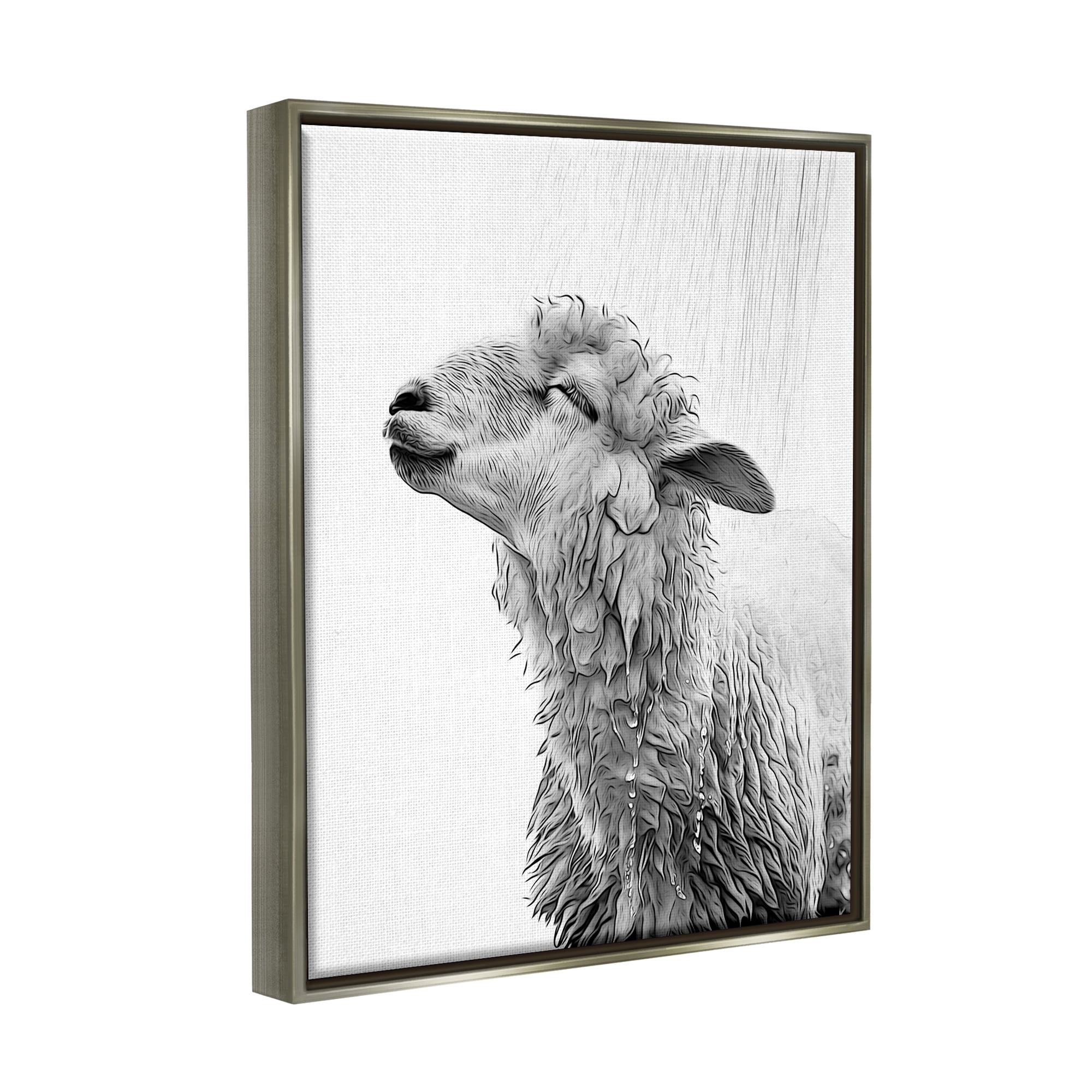 Stupell Industries Sheep Bathroom Splash Animals & Insects Painting Gray Floater Framed Canvas Art Print Wall Art, 25 x 31