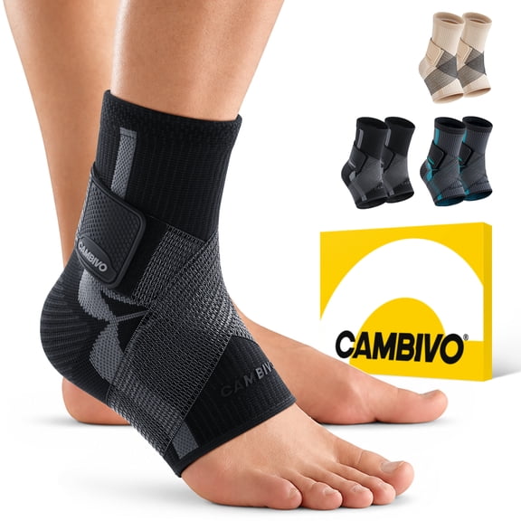 CAMBIVO Ankle Brace Compression Socks for Women & Men - Adjustable Ankle Support for Plantar Fasciitis & Pain Relief - 1 Pair
