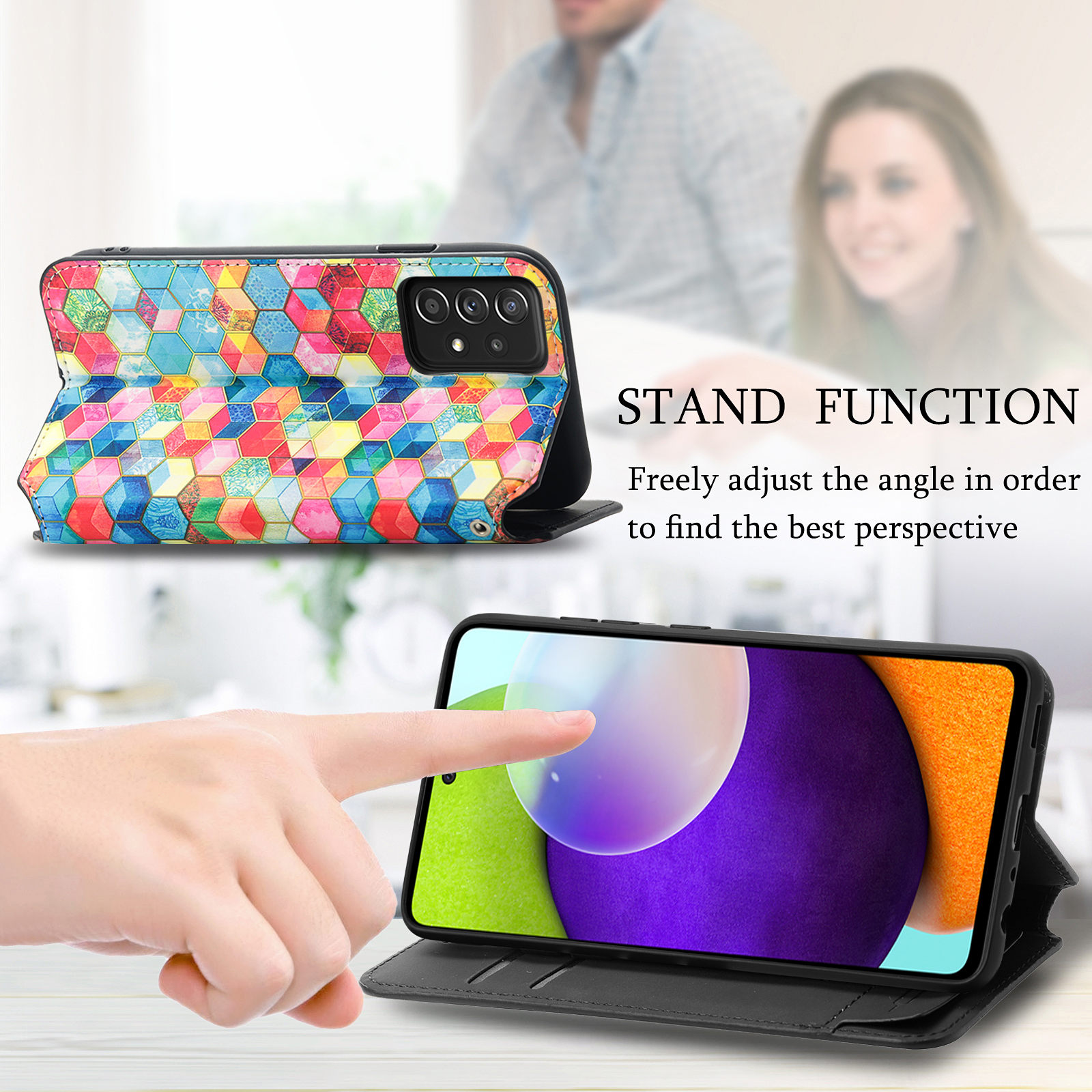 Case for Samsung Galaxy S21 FE Case, Galaxy S21 FE Case Wallet Case PU Leather and Hard PC RFID Blocking Slim Durable Protective Phone Case Cover For Samsung Galaxy S21 FE,Cube - image 5 of 9