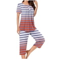 thumbnail image 1 of Jamicy Pyjama Confortable pour Femmes Ensemble Mode Décontracté Ample Imprimé Col Rond Boutonné Manches Courtes avec Pantalon Court Ensemble de Pyjama pour Femmes, 1 of 5