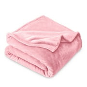 Bare Home Microplush Fleece Blanket - 300 GSM - Fuzzy Microfleece - Soft & Plush - Throw XL, Light Pink