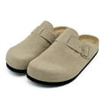 thumbnail image 1 of Adult Suede Clogs Cork Footbed Slippers Arch Support Potato Shoes Indoor Outdoor Slippers with Adjustable Buckle, 1 of 6