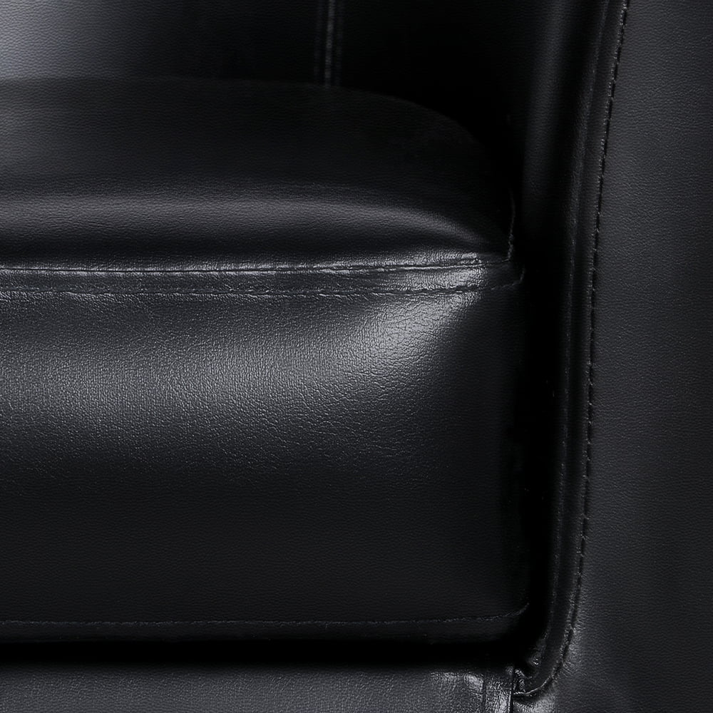 Renwick Upholstered Club Arm Wood Living Room Pair, Faux Leather Barrel Accent Chair, Set of 2, Black  (图4)