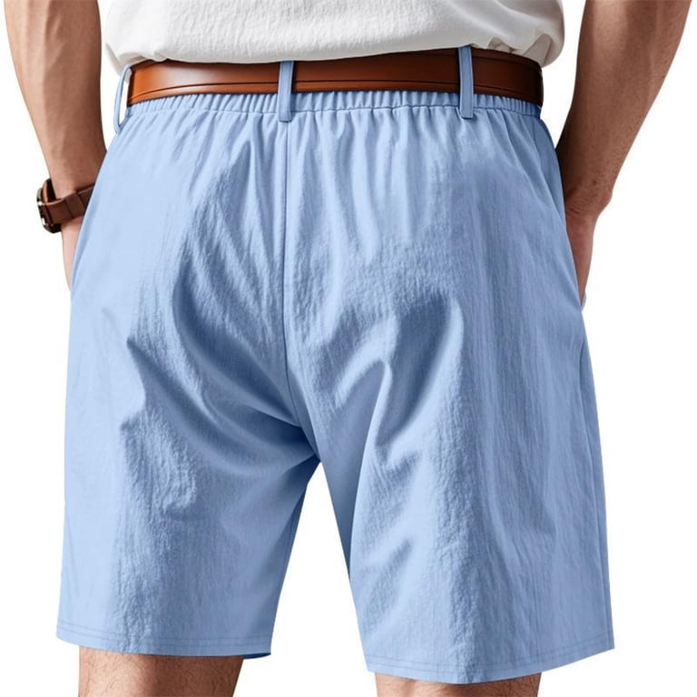 YLSDY Men's Linen Shorts Summer Pleated Business Casual Dress Shorts 7 Inch Walking Bermuda Beach Designer Vacation Outfits Light Blue XL YLSDY Men's Linen Shorts Summer Pleated Business Casual Dress Shorts 7 Inch Walking Bermuda Beach Designer Vacation Outfits Light Blue XL