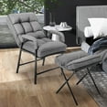 thumbnail image 4 of Gymax Chaise d'Appoint Moderne avec Ottoman en Tissu de Lin Fauteuil avec Dossier Réglable, 4 of 9