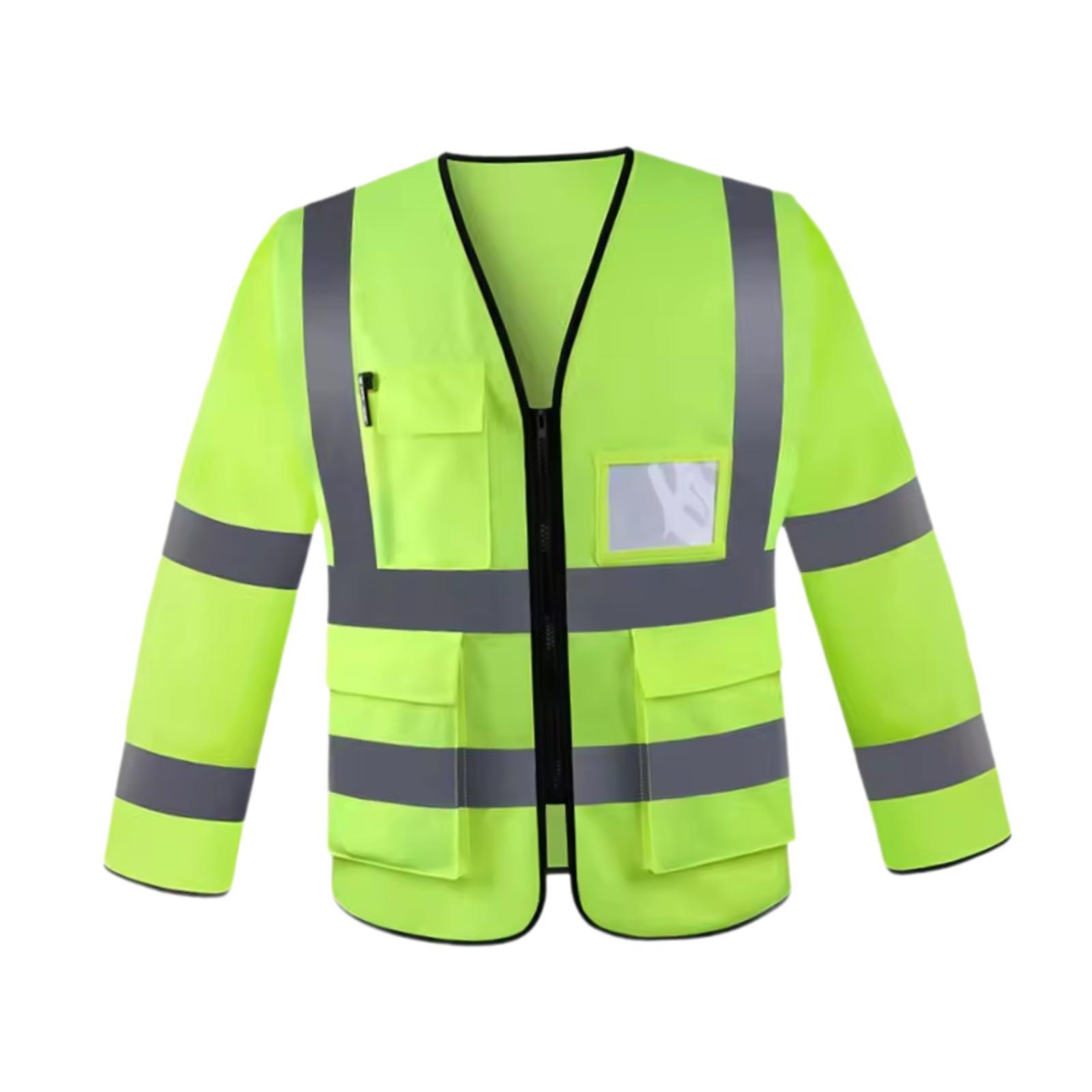 Reflective Safety Vest Work Clothing High Visibility Lightweight Long Sleeve for Men Women Surveyors