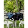 thumbnail image 3 of Outdoor Tablecloths with Umbrella Hole & Zipper, Black Geometric Round Tablecloths 60 Inch, Vintage Grid Plaid Colorful Lines Waterproof Table Cloth, Patio/Pool/Picnic Table Covers, 3 of 8