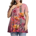 thumbnail image 2 of Ovzne Robes d'Été pour Femmes 2025 Robe pour Femme Robe Ample à Manches Courtes Style Rétro Imprimé Col Rond Grande Taille Robe Col Rond Robe Courte Sl, 2 of 6