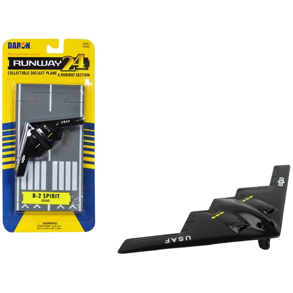 Northrop Grumman B-2 Spirit Stealth Aircraft Black "United States Air Force" with Runway Section Diecast Model Airplane by Runway24