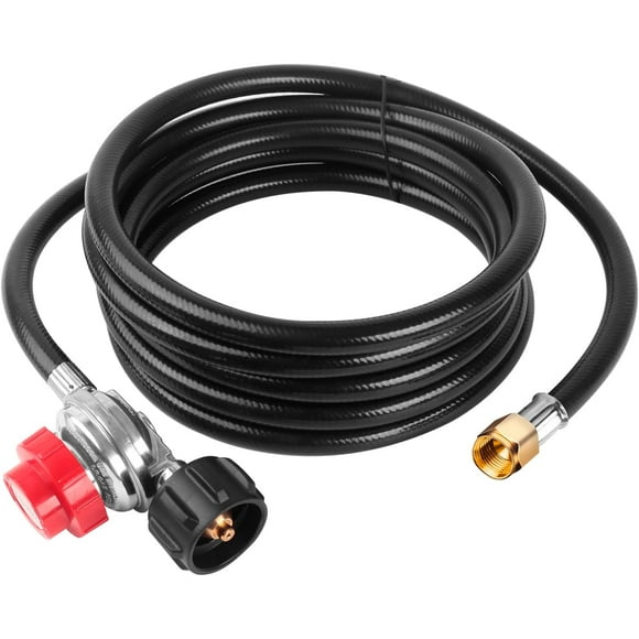 shiyou-12FT High Pressure 0-20 PSI Adjustable Propane Regulator and Hose - Grill Connector with Hose for Tabletop Grill, Fire Pit, Turkey Fryer and More