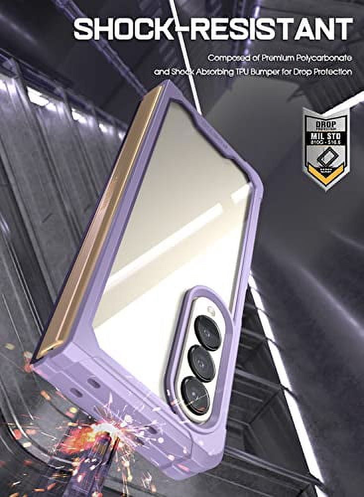 Poetic Guardian Case for Samsung Galaxy Z Fold 4, Clear Case with Built-in Screen Protector, Purple/ Clear