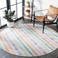 thumbnail image 3 of Safavieh Summer Joella Outdoor Geometric Striped Area Rug, Ivory/Blue, 6'7" x 6'7" Round, 3 of 8