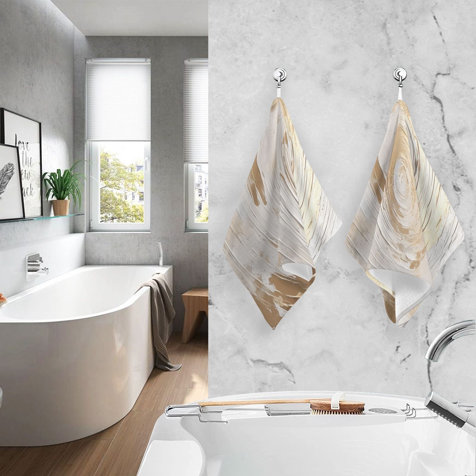 Circle Marble Hand Towel Bath Towels Face Towels Cotton Absorbent for Home Hotel Spa Swimming Yoga Sports Decorative Towel Set of 2
