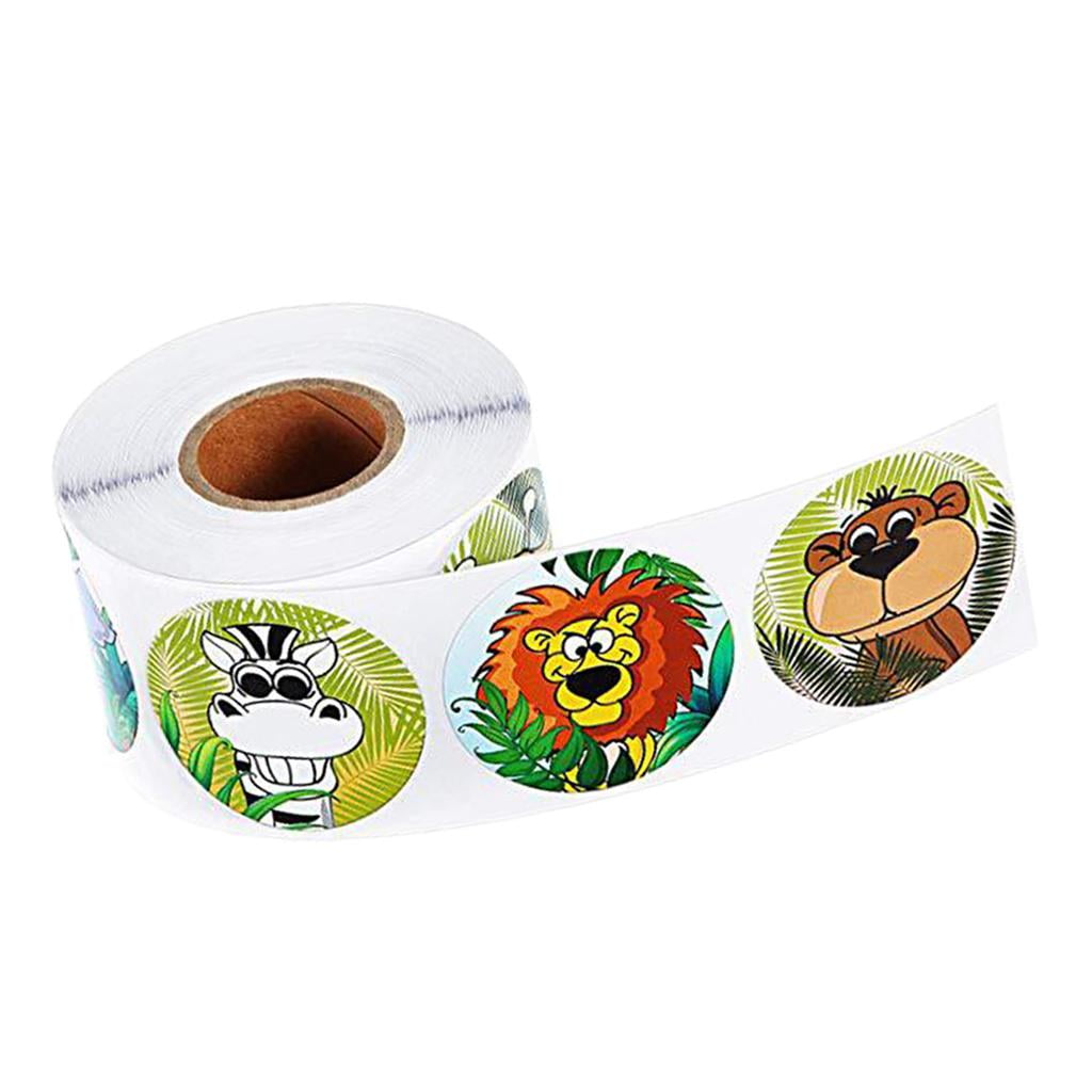500 Pieces Animal Stickers Zoo Animal Roll Stickers 1 Inch Self Adhesive Label Animal Shape Wall