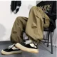 thumbnail image 5 of Pantalones cargo para hombre, pantalones negros apilados de invierno para hombre, forro polar, talla grande, estilo Harajuku, nuevos, holgados, de corte regular, estéticos, largos, Y2k, 5 of 5