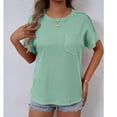 thumbnail image 5 of AherBiu Summer Tops for Women Casual Loose Fitting Shirt Crew Neck Stretch Drop Shoulder Short Sleeve Blouse, 5 of 6