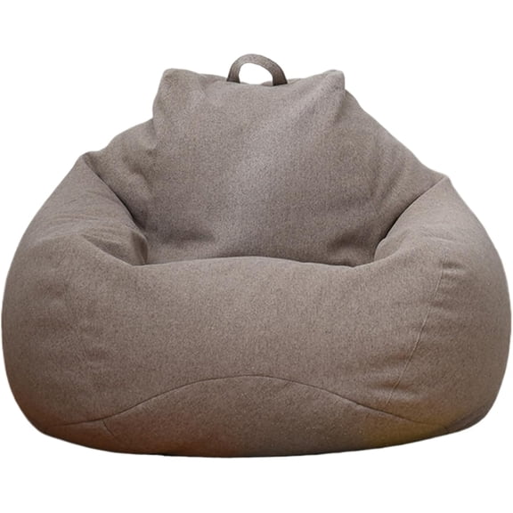 Bean Bag Chair Cover:(No Filler) Stuffed Animal Storage Bean Bag Covers,Soft Cotton Linen Beanbag Chair Cover,Washable Bean Bag Chairs for Kids Adults (Brown, M:32-36inch)