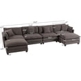 thumbnail image 5 of Timbernest 150" Modular Sectional Sofa with Movable Ottomans, U Shaped Chenille Cloud Couch for Living Room, 4 Seater, Gray, 5 of 6