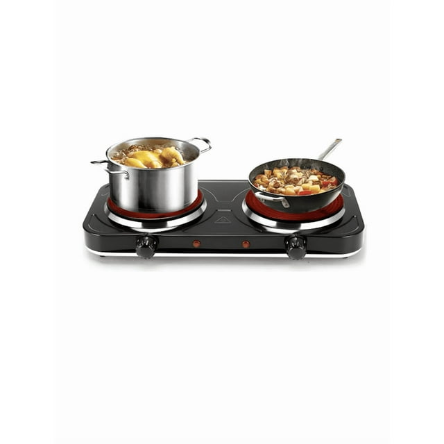 Parrilla Eléctrica 2 Quemadores 2000w Con Doble Termostato Negro 430*210*60mm