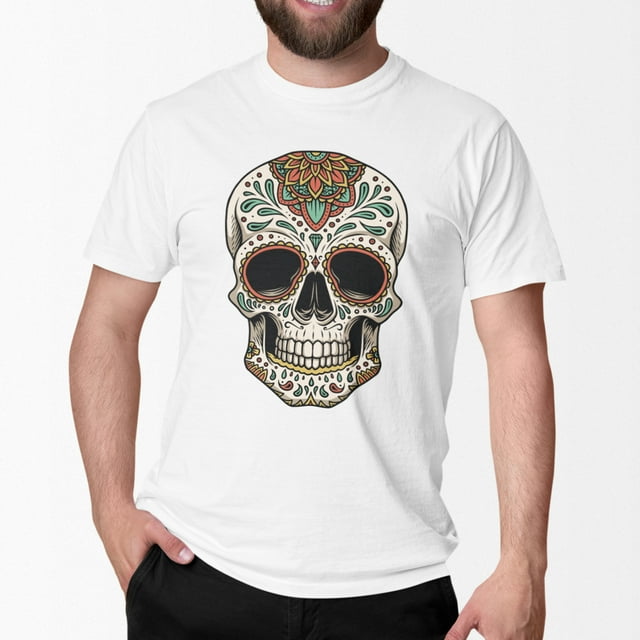 Playera Calavera Azucar Colores Caballero Once Playera manga corta