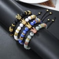 thumbnail image 4 of Adjustable 8mm Crown King Charm Bracelet for Men Women Black Matte Onyx Stone Beads, 7.5", 4 of 5
