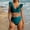 Blue, variant on qelini Bikini Set for Women 2 Piece Ruffle Sleeve V Neck Two Piece Swimsuit Solid Color Swimwear Summer Vocation