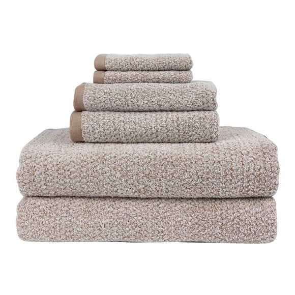 Everplush Diamond Jacquard Bath Sheet 6 Piece Value Pack in Brown