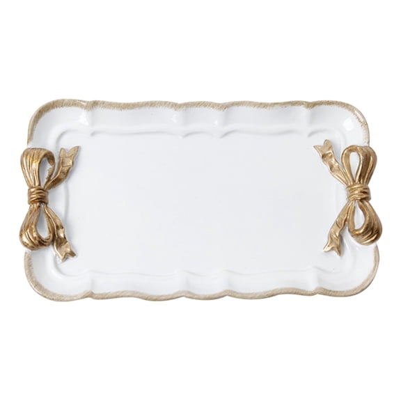 Bowknot Carved Resin Cake Stand, ZzCityTK Heavy Duty Dessert Platter with Non-Slip Base, Elegant Serving Tray for Cakes Snacks Jewelry Storage, White