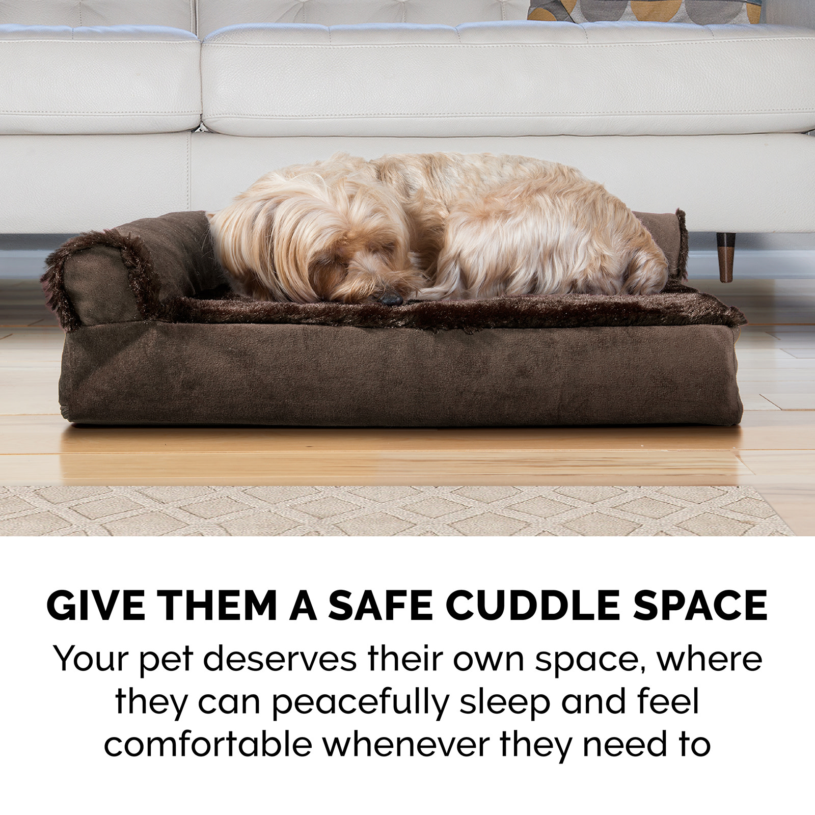 FurHaven Plush Velvet Deluxe L-Chaise Orthopedic Sofa photo 6