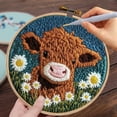 thumbnail image 3 of Complete Punch Needle Embroidery Kit For Beginners Create Adorable Floral Cow Art On Hoop Frame With Easy Instructions And Tools, 3 of 6