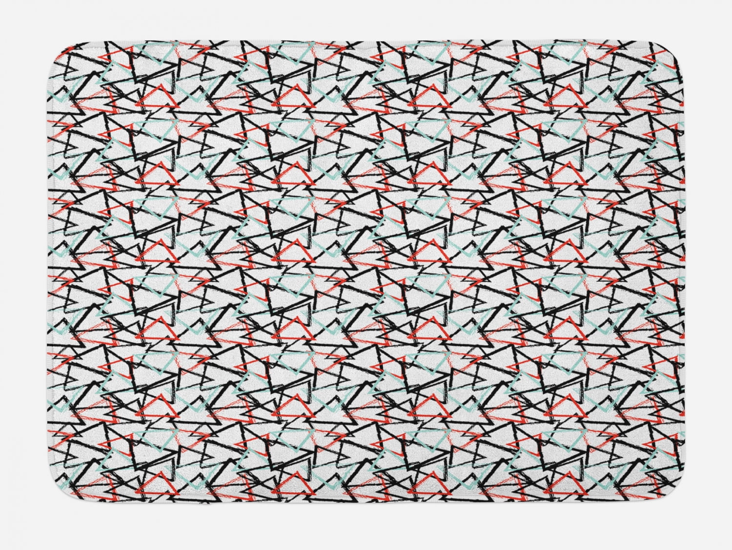 Grunge Bath Mat, Abstract Triangles with Vintage Inspirations Paint ...