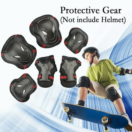6PCS Adults Teens Childrens Youths Kid's Skateboard Gear Guard Elbow Knee Wrist Safety Pads Skating Roller Cycling Blading for Bicycle, CoastaCloud Skateboard, Scooter ,Outdoors (Best Skateboard Pads For Kids)