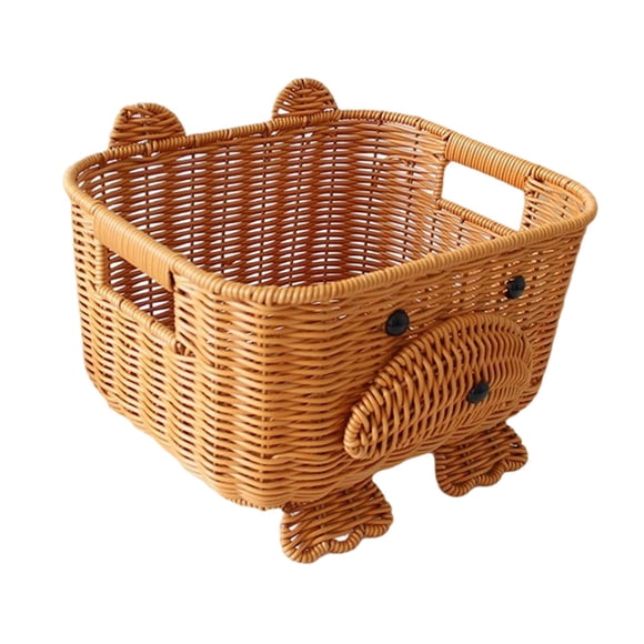 Cesta de almacenamiento de imitación de ratán tejida a mano, decorativa y multifuncional, con 28cm x 23cm x 17cm